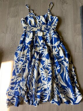 Skies are Blue Tropical Print Sundress